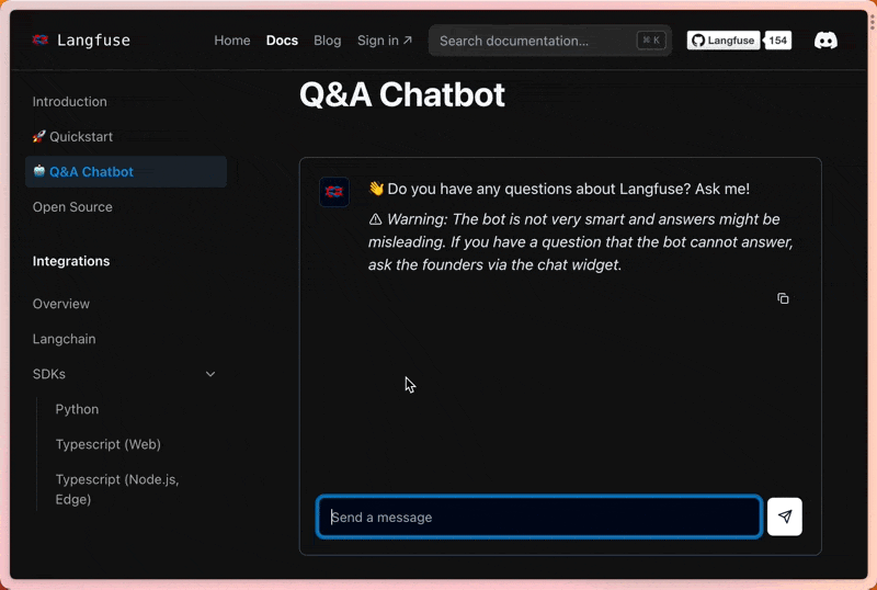 🤖 Q&A Chatbot for Langfuse Docs - Langfuse