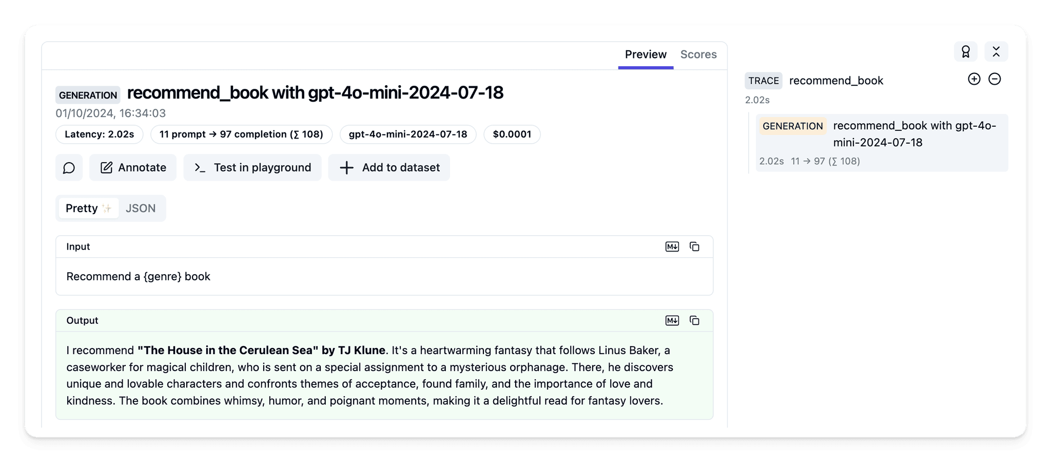 Open Source Observability & Monitoring for Mirascope - Langfuse