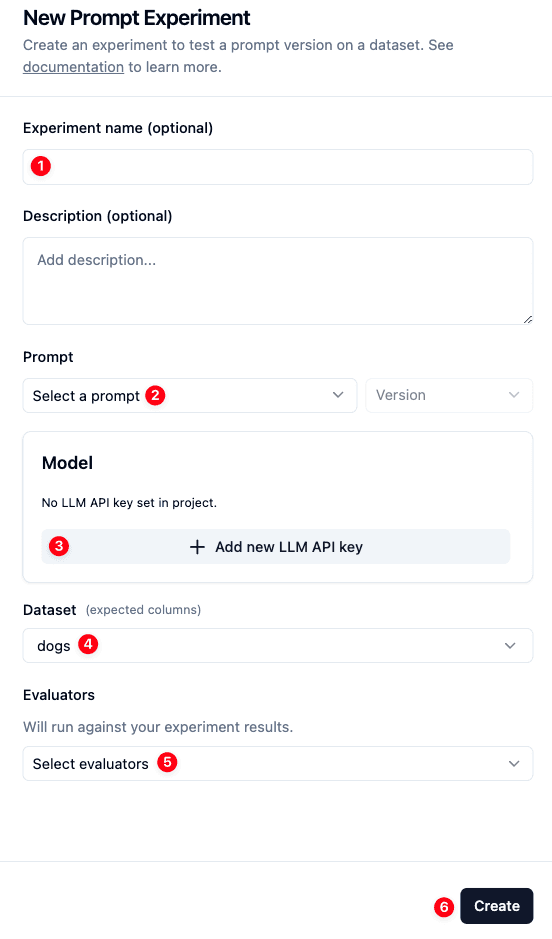 Experiments via UI - Langfuse