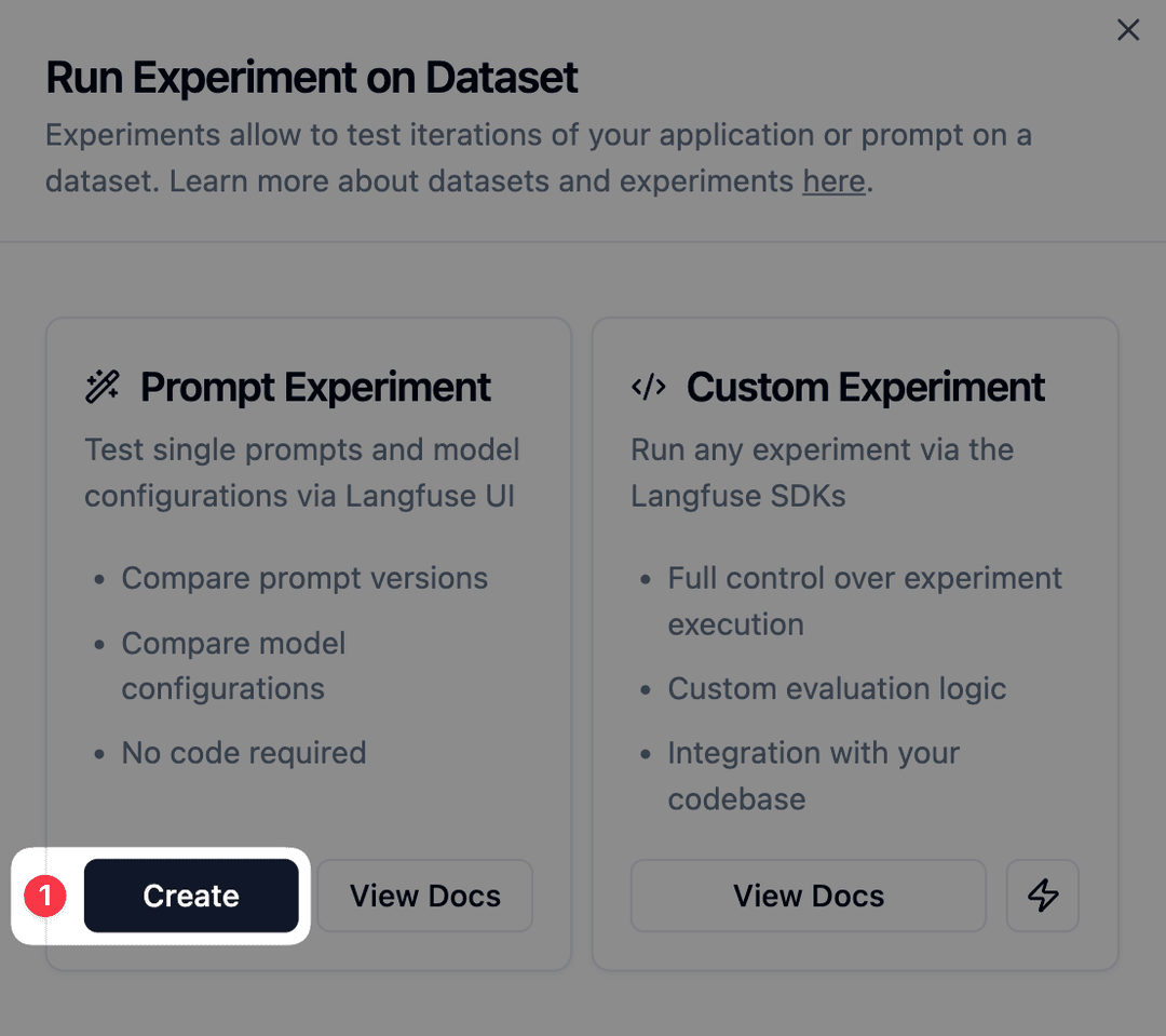 Experiments via UI - Langfuse