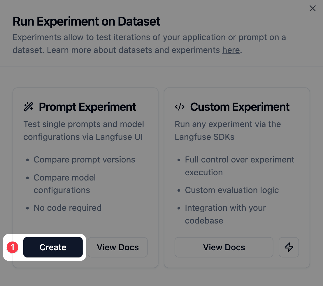 Experiments via UI - Langfuse