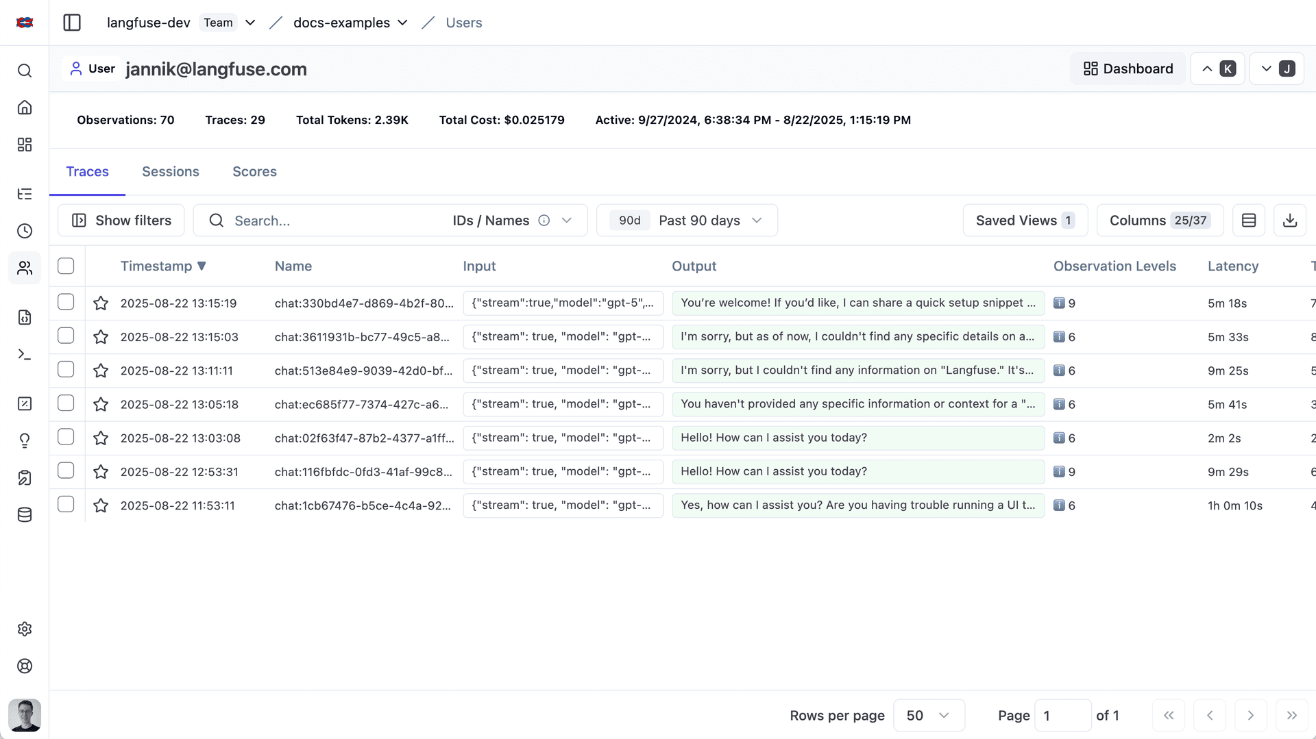 User Tracking - Langfuse