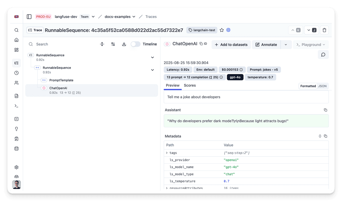 Example - Langfuse Prompt Management with Langchain (JS) - Langfuse