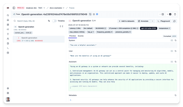 Integrate Portkey LLM Gateway with Langfuse - Langfuse