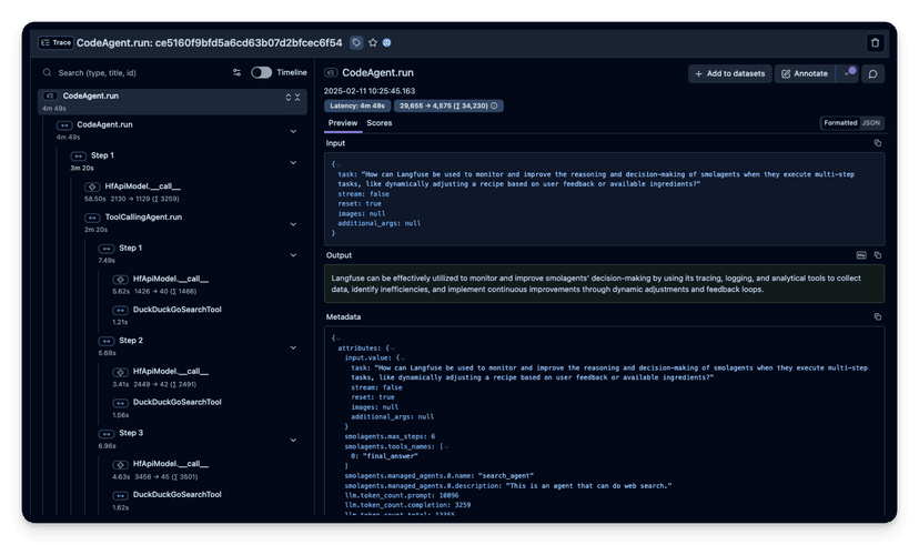 Observability for smolagents with Langfuse - Langfuse