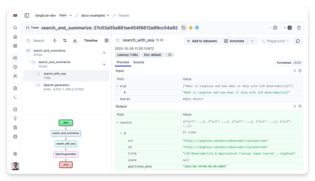 Monitor Exa AI Search with Langfuse - Langfuse