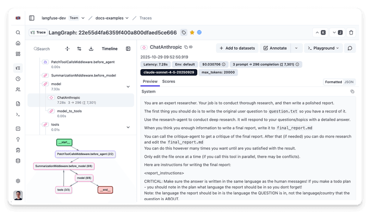 Observability for LangChain DeepAgents with Langfuse - Langfuse