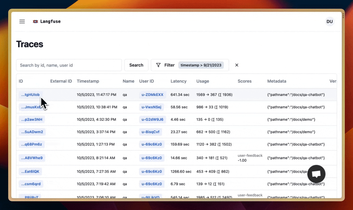 Langfuse Update — October 2023 - Langfuse