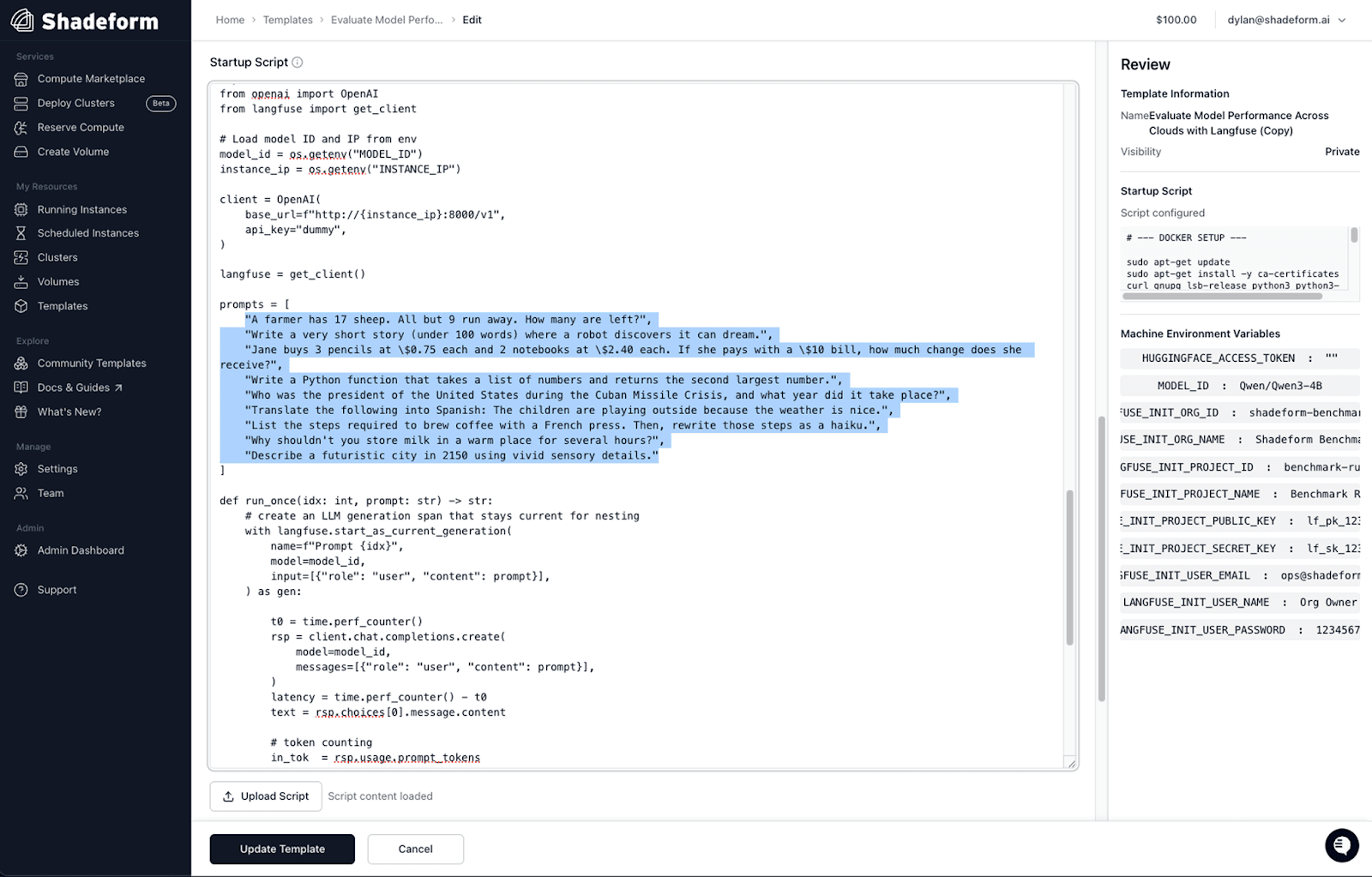 Evaluating Model Performance Across Clouds - Langfuse