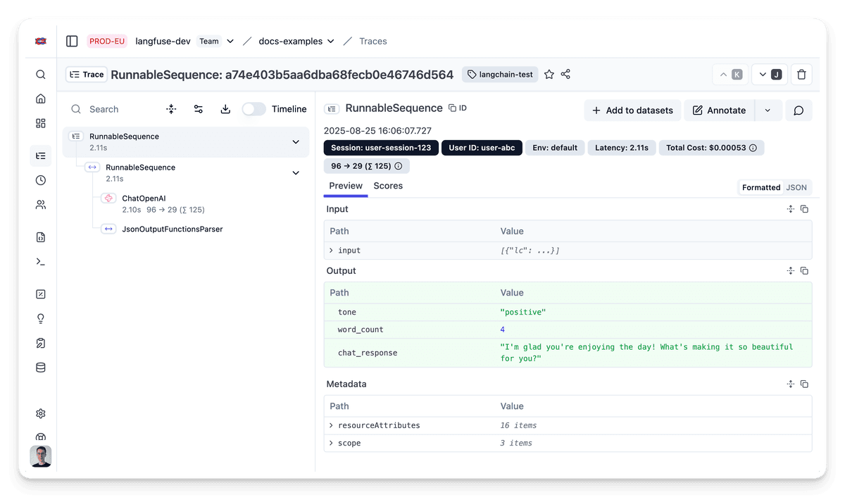 Example Langfuse Prompt Management with Langchain (JS) Langfuse