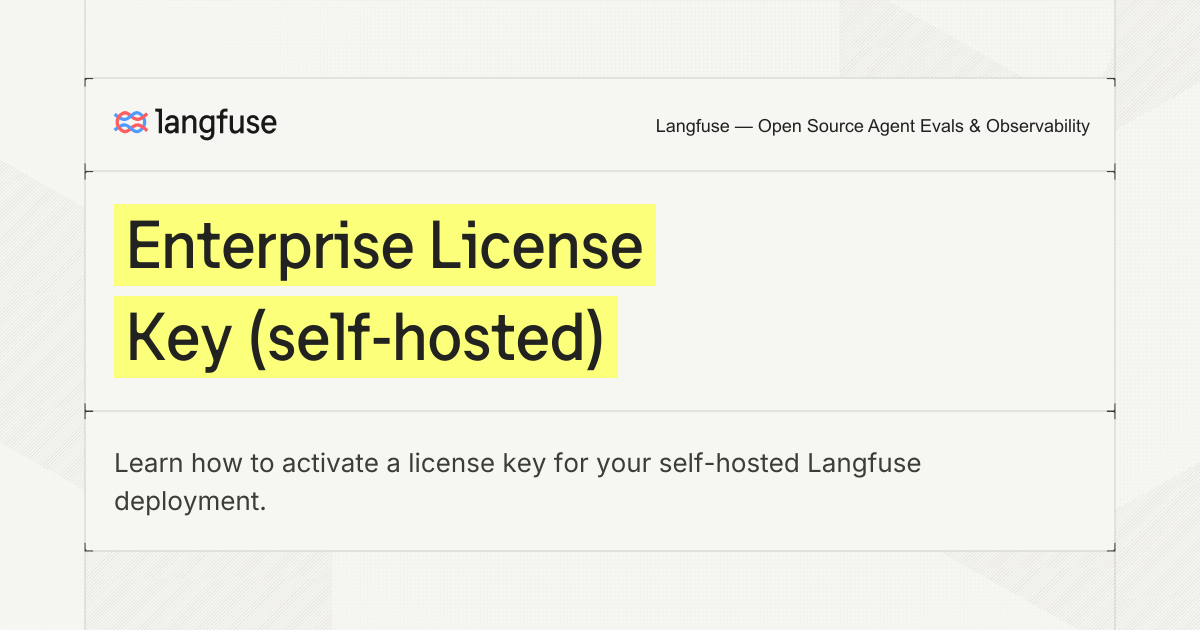 Enterprise License Key (self-hosted) - Langfuse