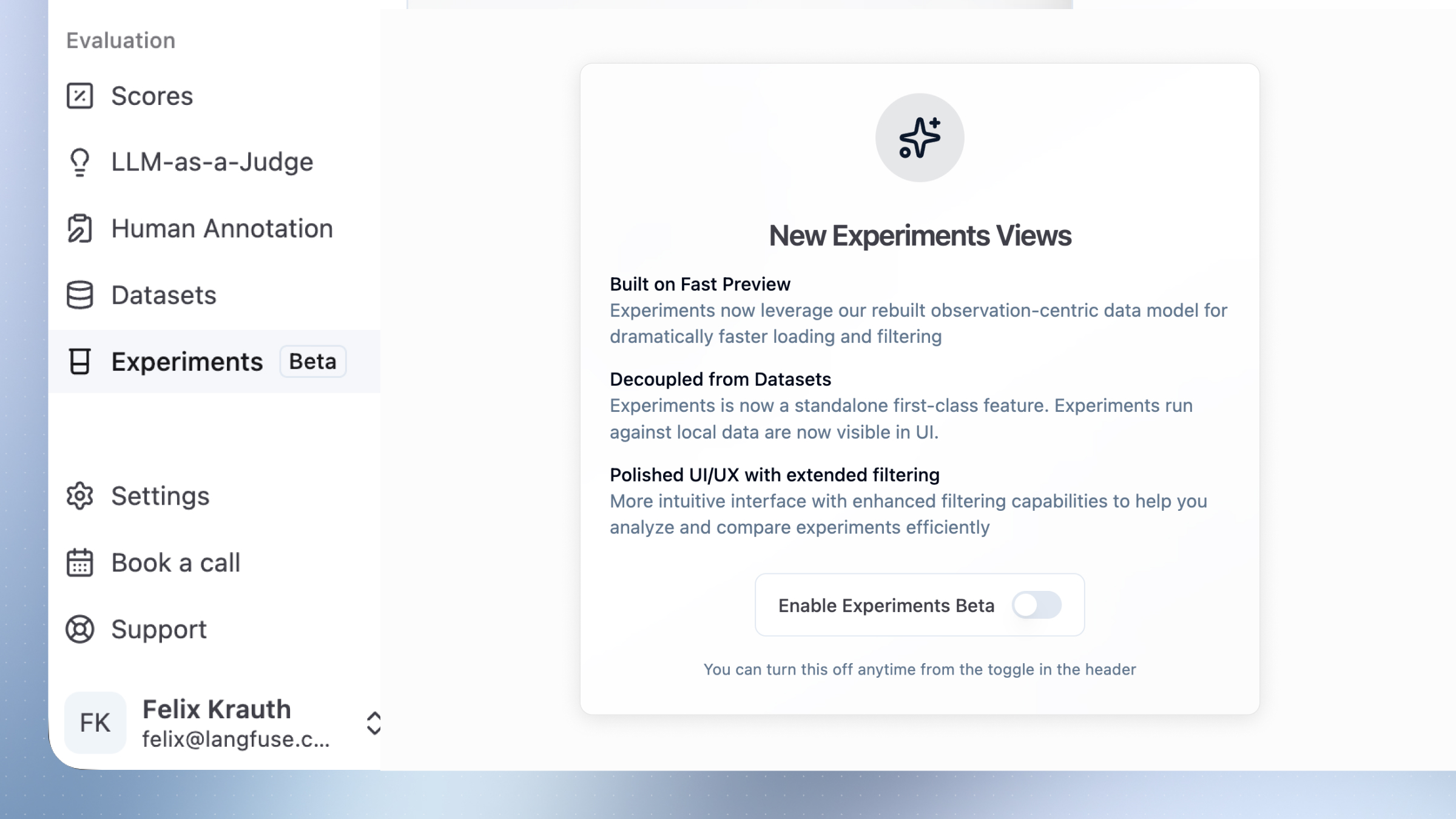 Experiments as a First-Class Concept - Langfuse