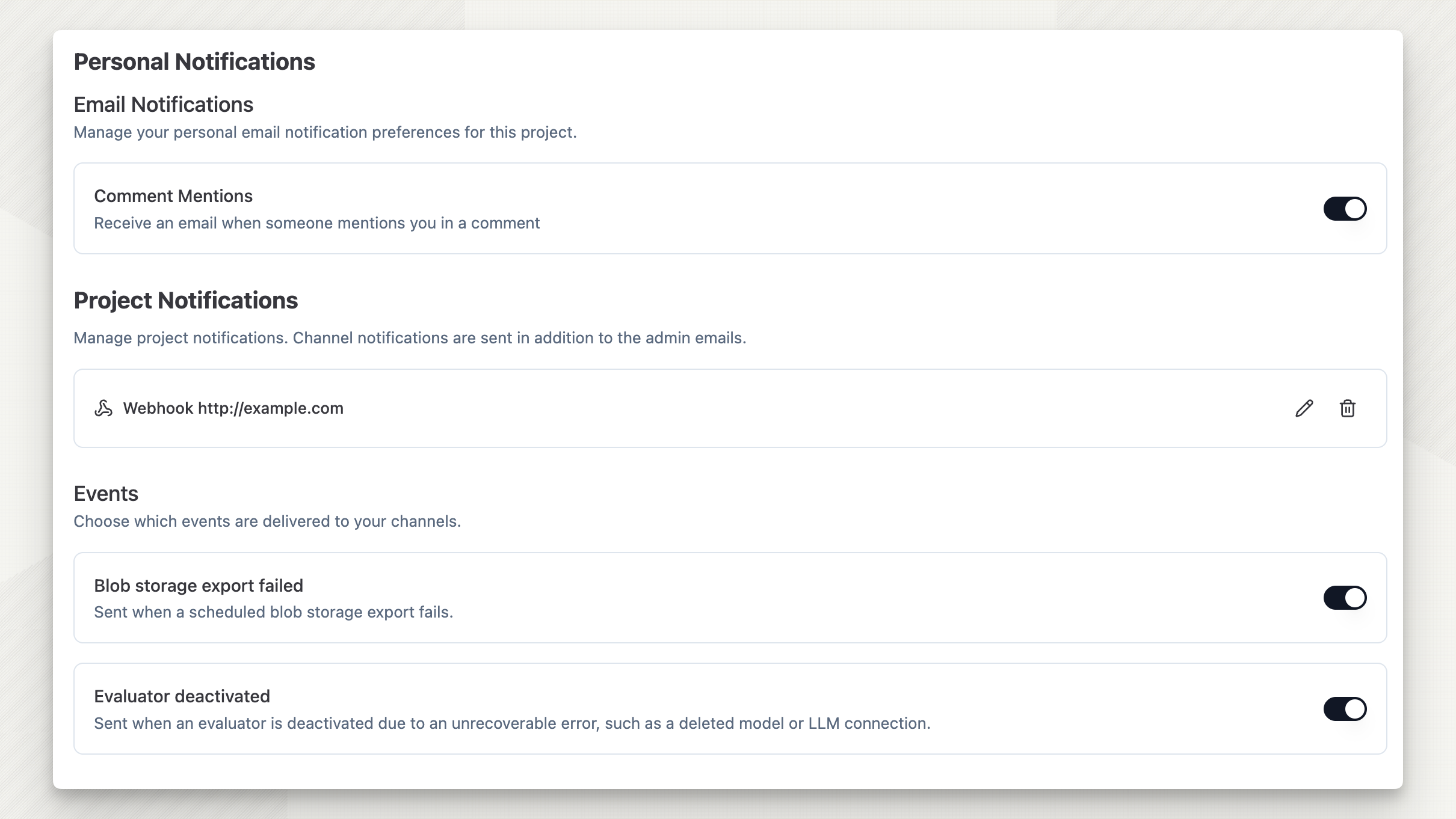 Route project notifications to Slack or webhooks - Langfuse