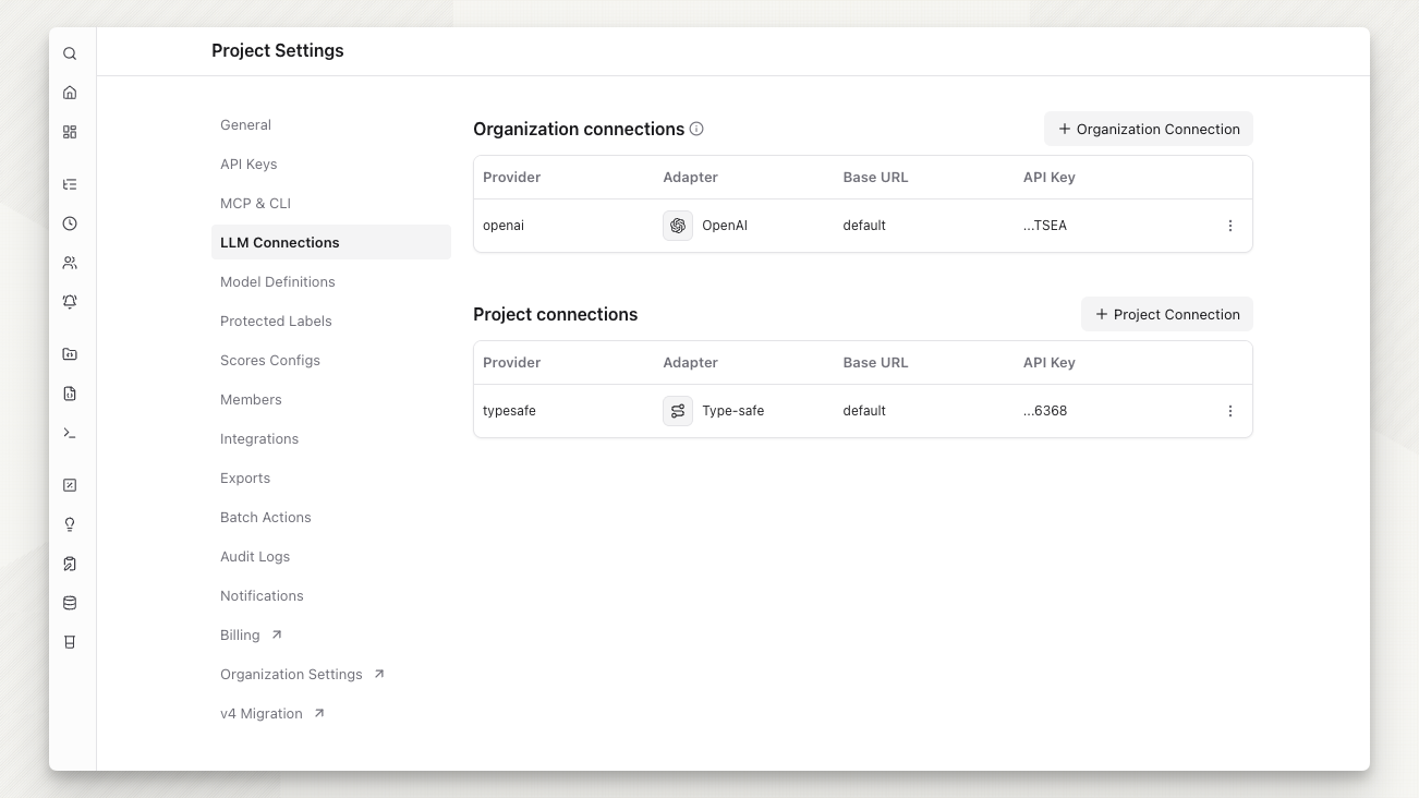 Share LLM connections across projects - Langfuse